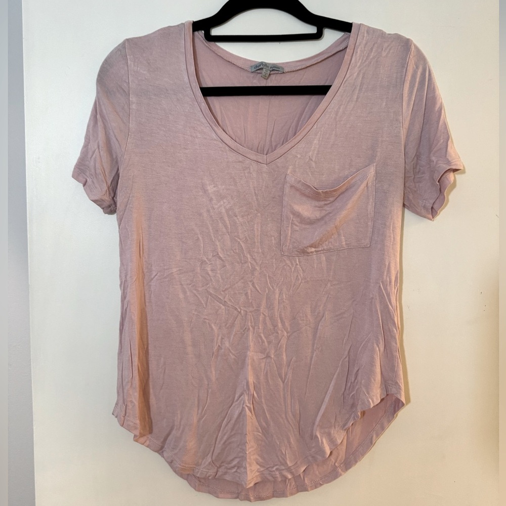 Pink V-Neck Women's Top Size Medium